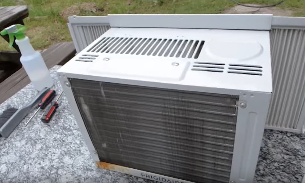 Cleaning with removing a window air conditioner