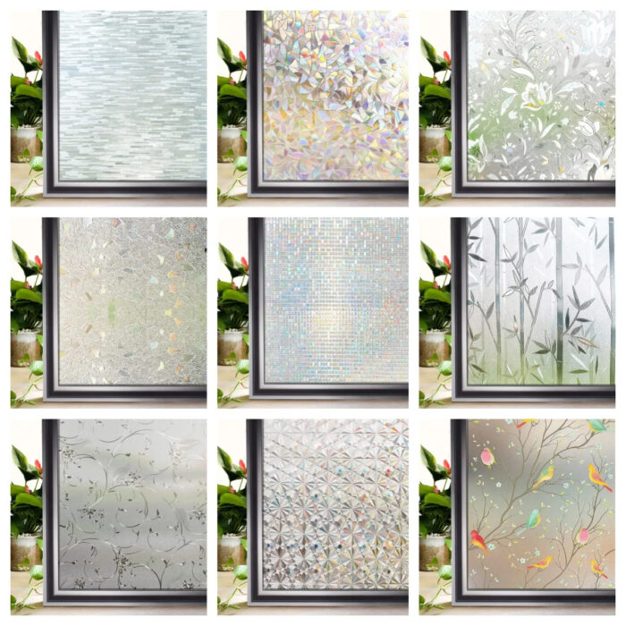 More Styles 3D Stained Glass Window Film Privacy Heat Insulation1