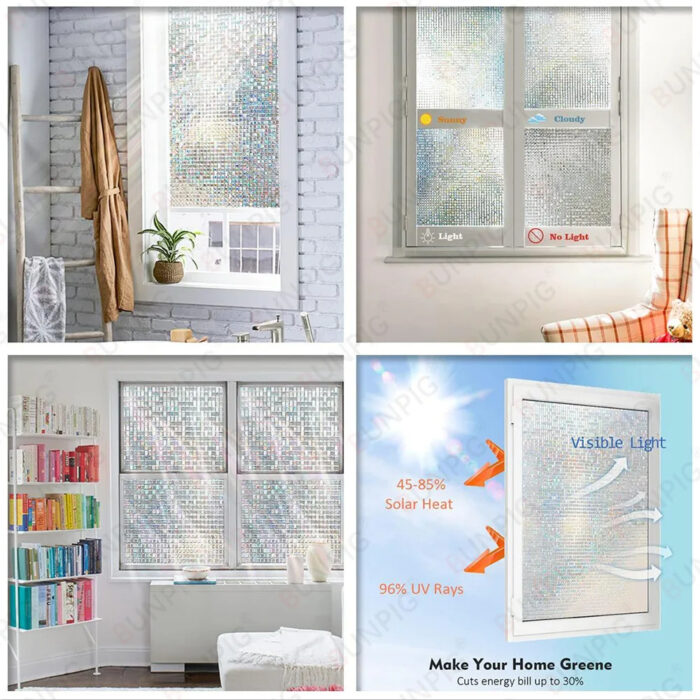 More Styles 3D Stained Glass Window Film Privacy Heat Insulation2